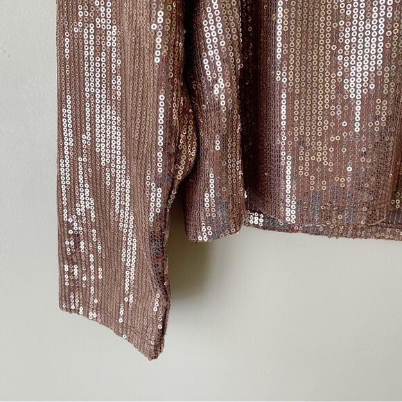 Cara Santana x Nine West | Sequin Mock Neck Long Sleeve Blouse Metallic XL - Picture 4 of 8